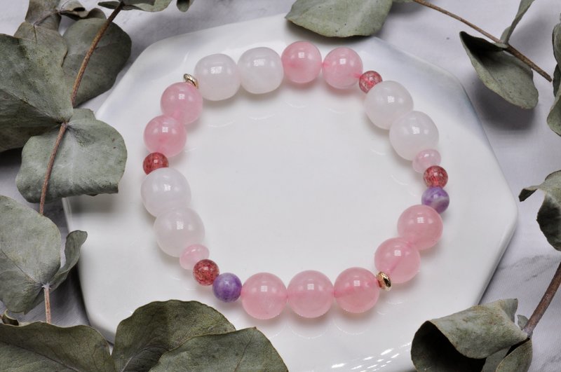典藏原创 |粉红泡泡-好桃花×好气色|粉水晶/紫锂云母/和田玉藕粉 - 手链/手环 - 水晶 粉红色