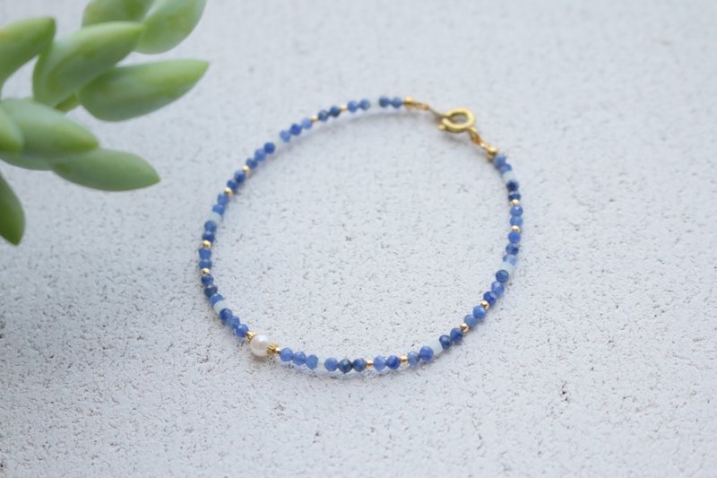 蓝纹石 黄铜 手链 1115-安心 - 手链/手环 - 宝石 蓝色