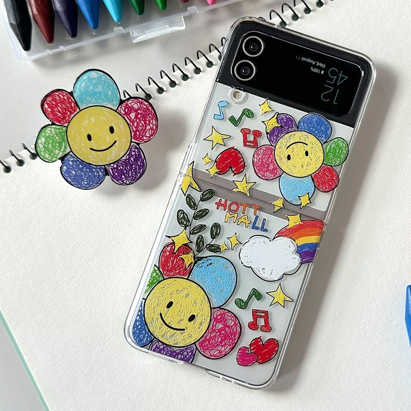 彩虹素描花 ZFLIP 手机壳 Grip 智慧托克套装 - 手机壳/手机套 - 塑料 多色