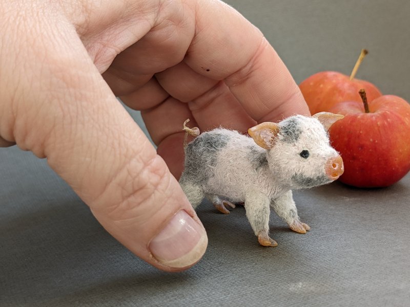 Cute baby pig Ooak cute stuffed animal collections kawaii plush toy - 玩偶/公仔 - 其他材质 粉红色