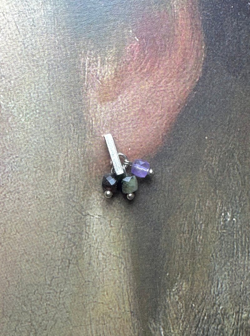 水晶系列 - 灰紫幻境水晶耳环 - 耳环/耳夹 - 水晶 多色