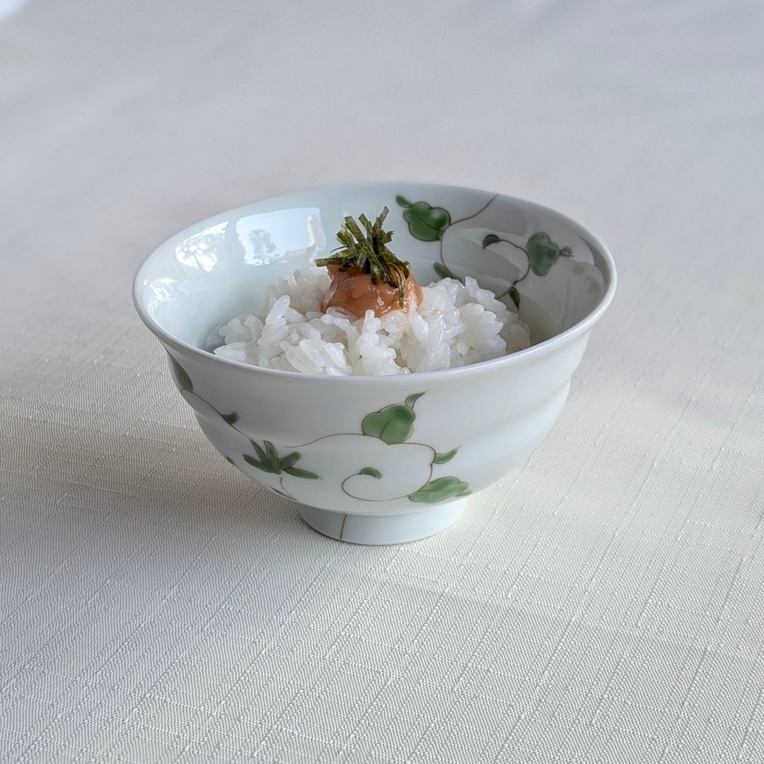 锦蔓藤花纹六兵卫盖饭 - 碗 - 陶 白色
