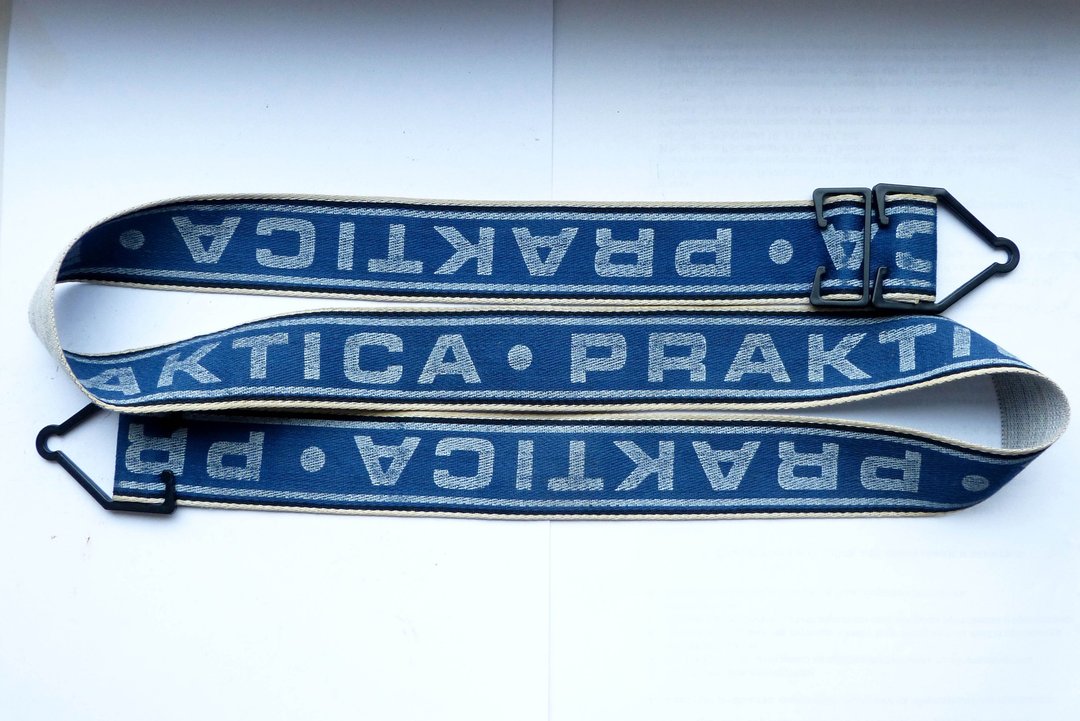 Praktica logo original camera neck shoulder strap Germany - 相机 - 亚麻 蓝色