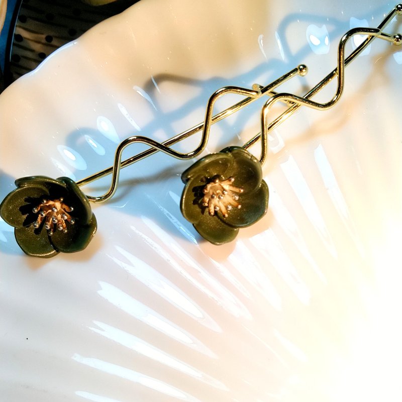 Bossa Nova水波夹-029-(墨绿色) - 发饰 - 其他金属 