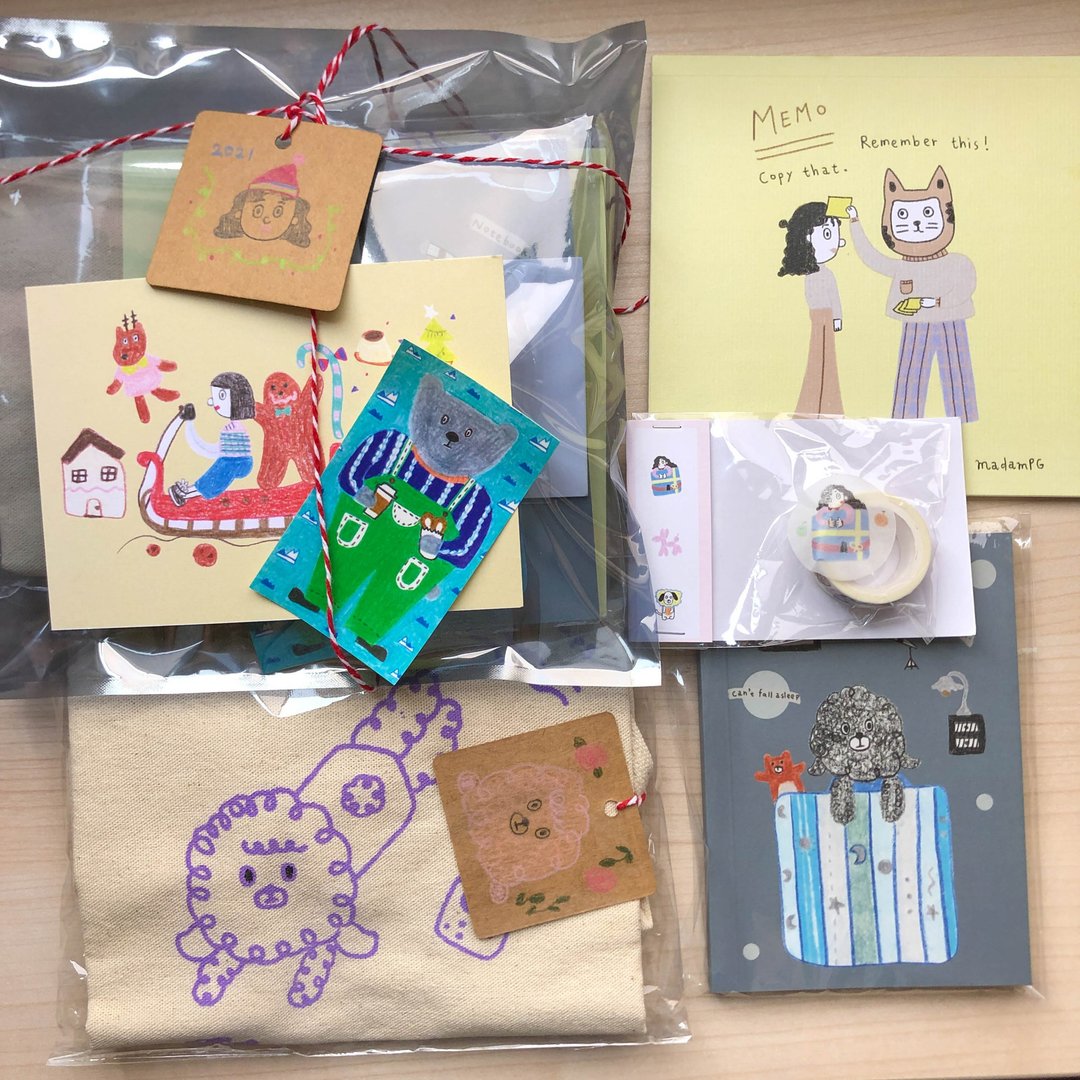 贵宾狗猫咪文具 帆布袋 福袋组合 - 侧背包/斜挎包 - 纸 多色