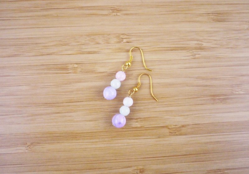 【古典中国】 水晶玉石 手工耳环 - 耳环/耳夹 - 其他金属 多色