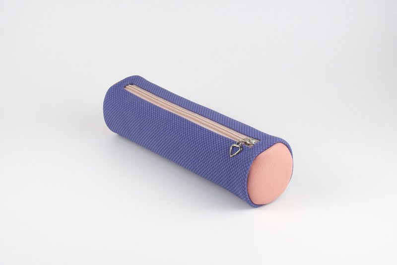 圆筒笔袋 旅行收纳包洗漱包 大容量皮革文具袋 粉紫色 - 铅笔盒/笔袋 - 人造皮革 粉红色