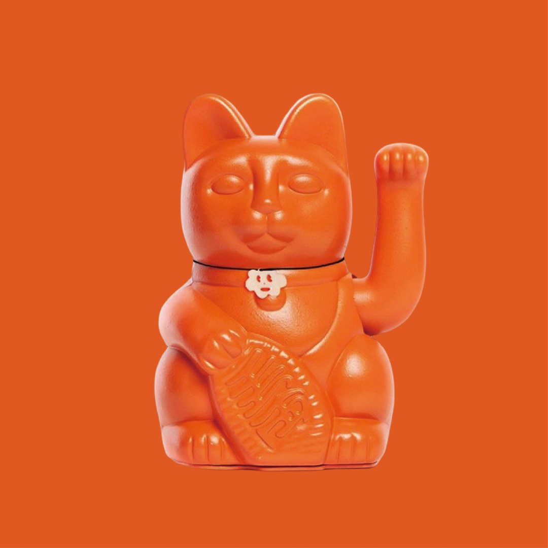 【Diminuto Cielo 招财猫】 Tiny Sky 幸运招财猫 - 亮橘色 18CM - 玩偶/公仔 - 其他材质 橘色