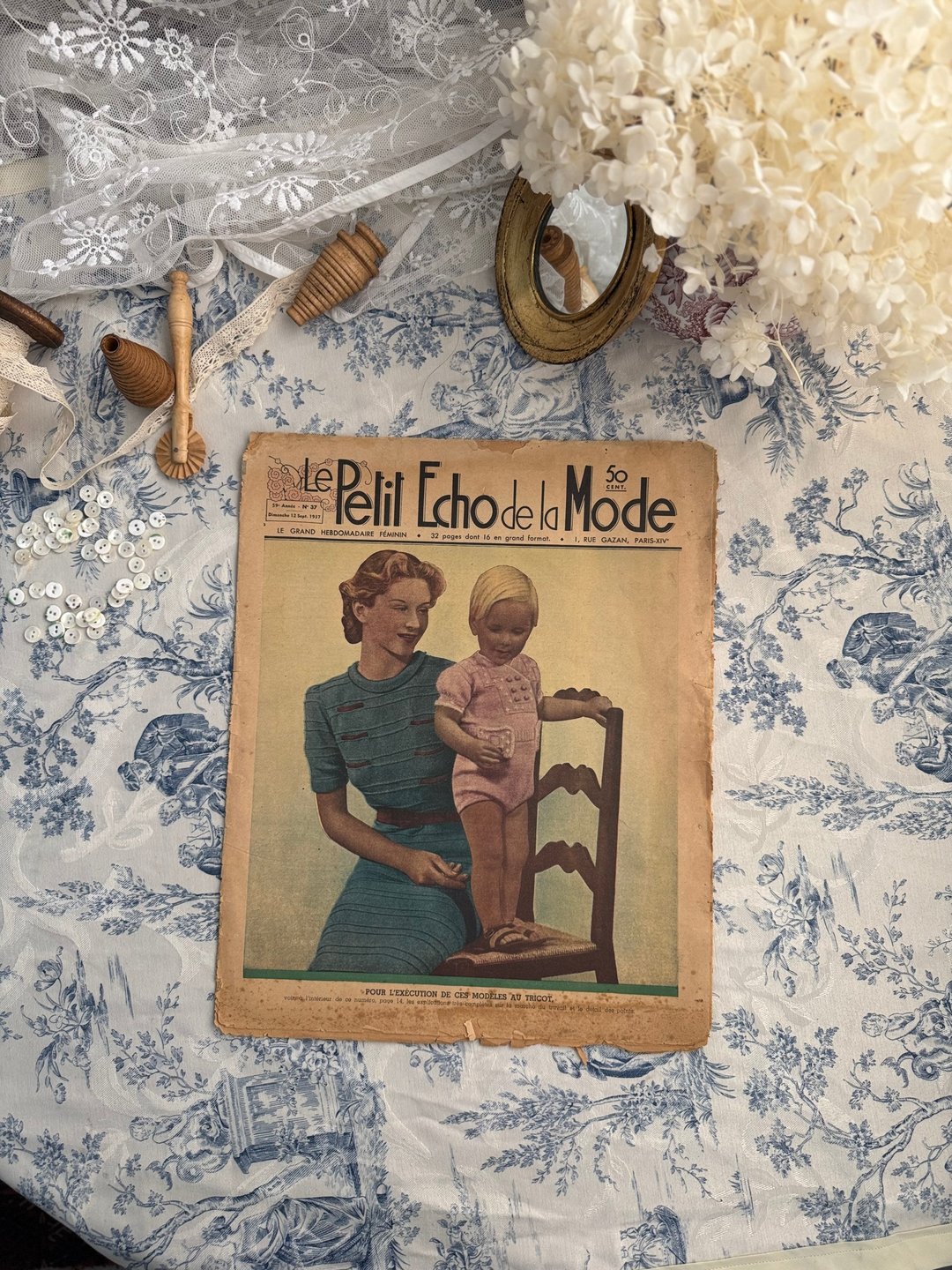 30736-法国古董1937年时尚杂志Le Petit Echo de la Mode - 刊物/书籍 - 纸 