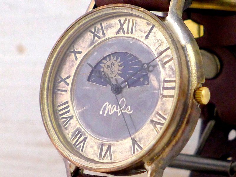 GRANDAD-B-S&M 罗马数字 特大 JUMBO 42mm 黄铜 Sun&Moon 手工表 (JUM116S&M 罗马) - 女表 - 铜/黄铜 金色