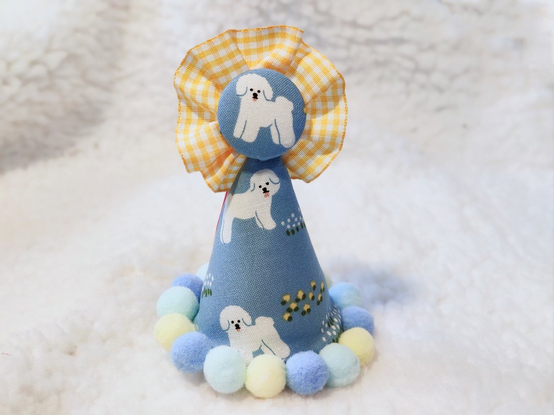 Birthday star 生日之星 比熊 白犬 宠物生日帽 - 衣/帽 - 棉．麻 粉红色