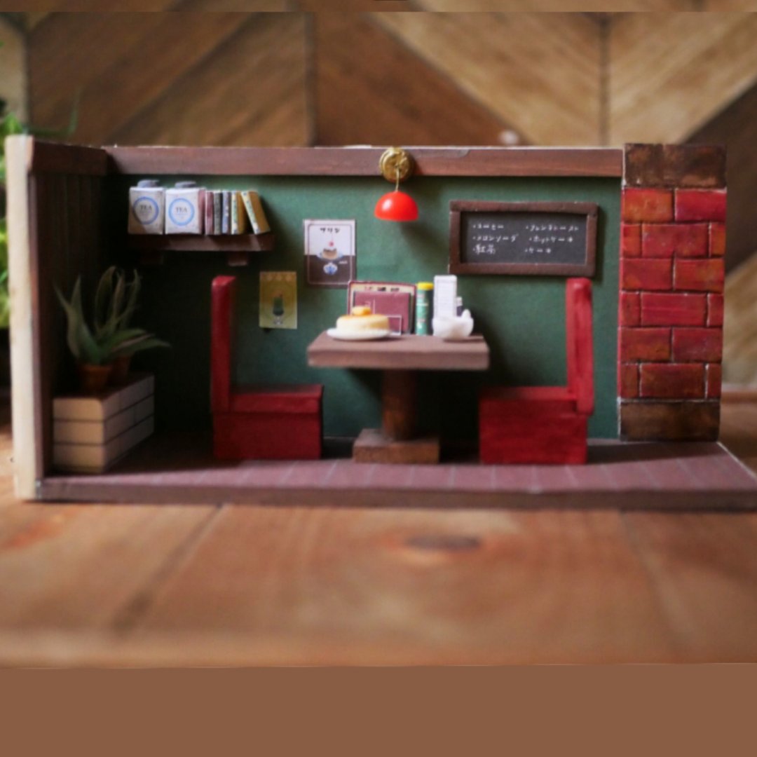 有微型外观的复古咖啡店 - 摆饰 - 其他材质 