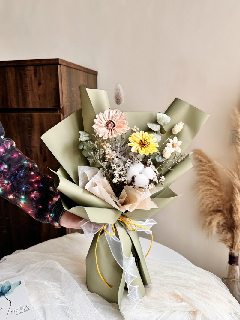 抹茶绿 干燥花束 毕业花束 - 干燥花/捧花 - 植物．花 绿色