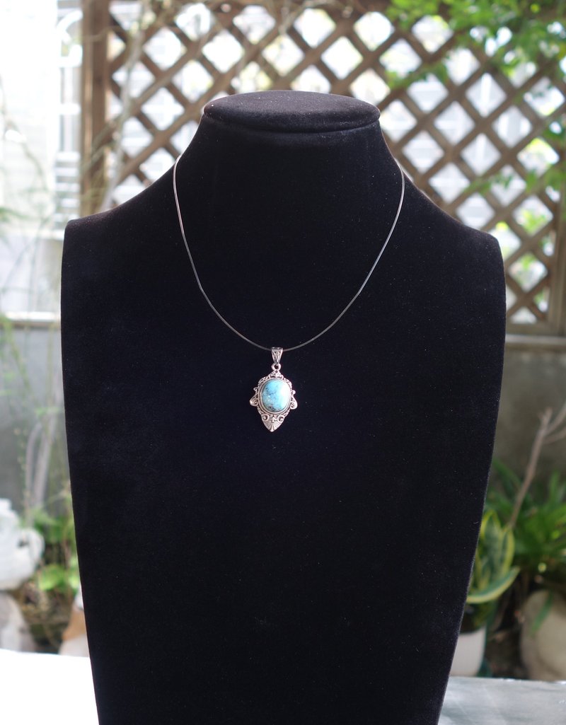 天然老绿松石 吊坠 3克 绿松石 银饰 项链 老珠子 古董 收藏 - 颈链 - 玉石 绿色