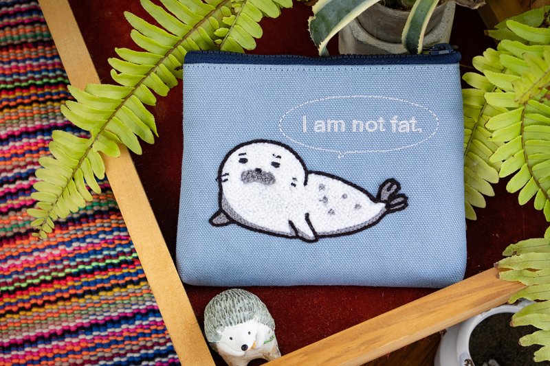 零钱包【海豹】DND 立体刺绣 /万用包 - 皮夹/钱包 - 绣线 蓝色