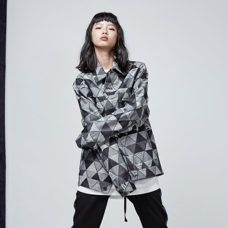 DYCTEAM - Jacquard Denim Jacket / 仅M号 - 女装休闲/机能外套 - 棉 蓝色