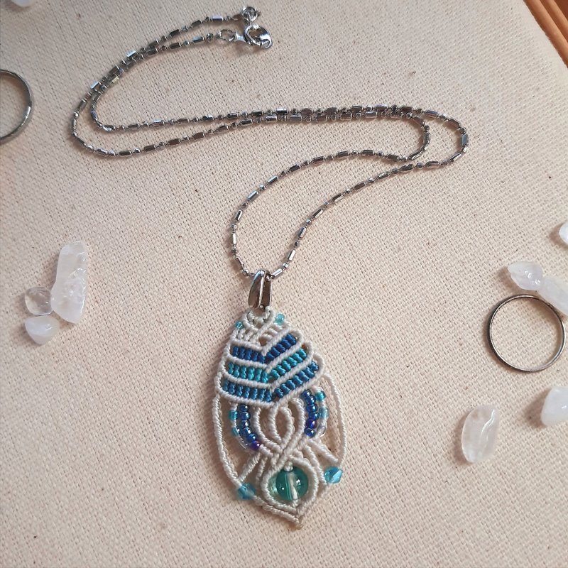 N002-手工编织图腾项链 - 项链 - 尼龙 白色