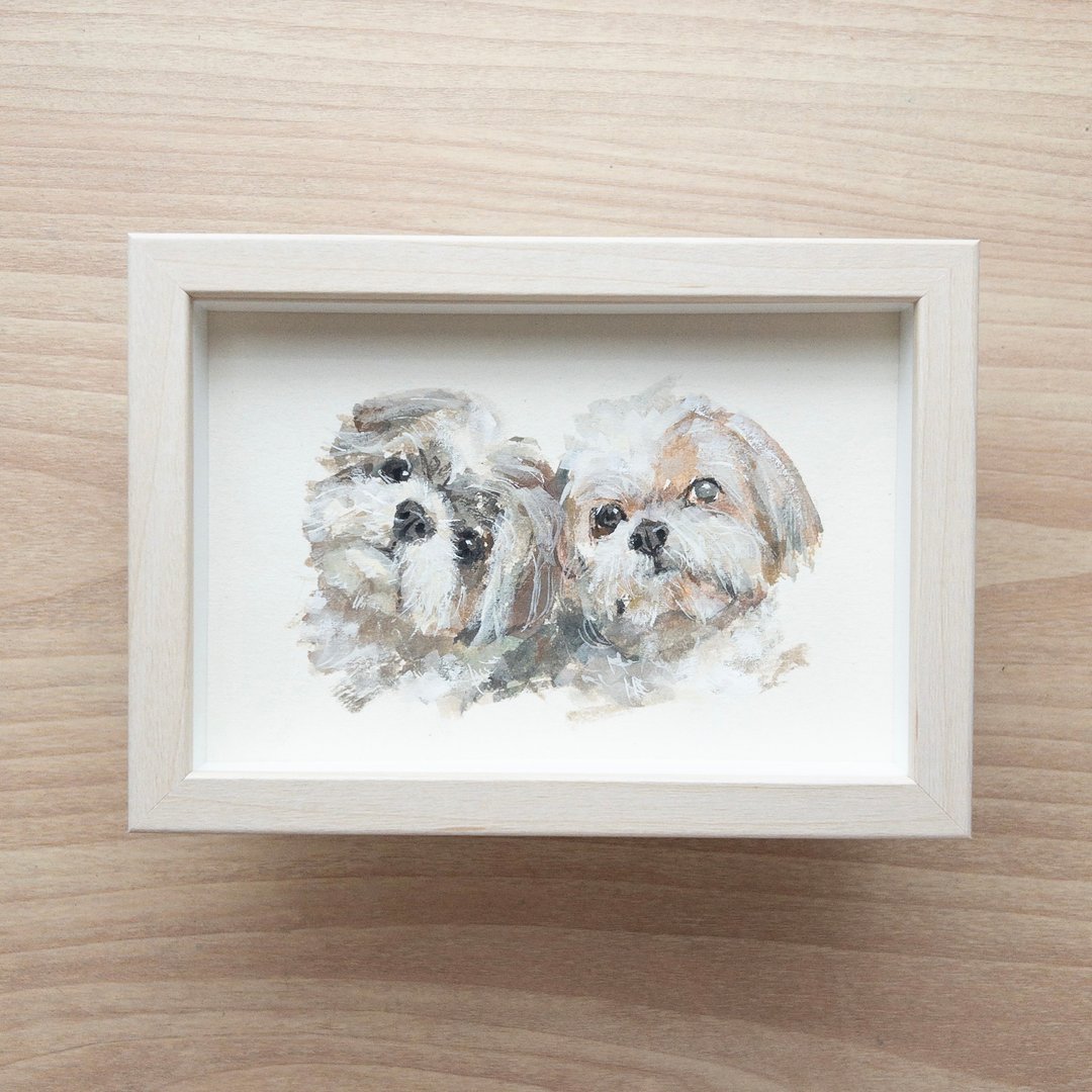 【画你的狗狗】率性油画风格的肖像水彩插画 (2 只) 定制画像 手绘 - 订制画像 - 纸 