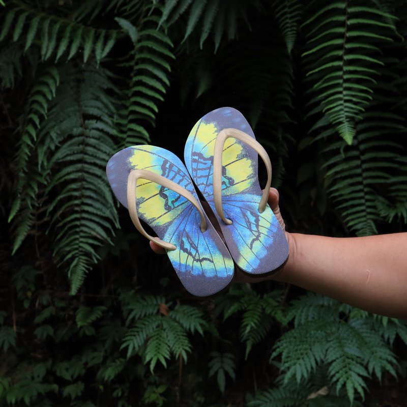 炬蛱蝶 蝴蝶 人字拖鞋 夹脚拖 礼物 女款 男款 - 拖鞋 - 橡胶 金色