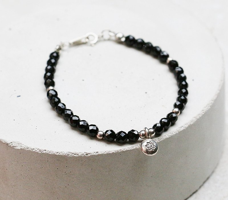 <银河之恋-星芒>切面黑玛瑙 925纯银手链 silver  定制 情人节   - 手链/手环 - 宝石 黑色