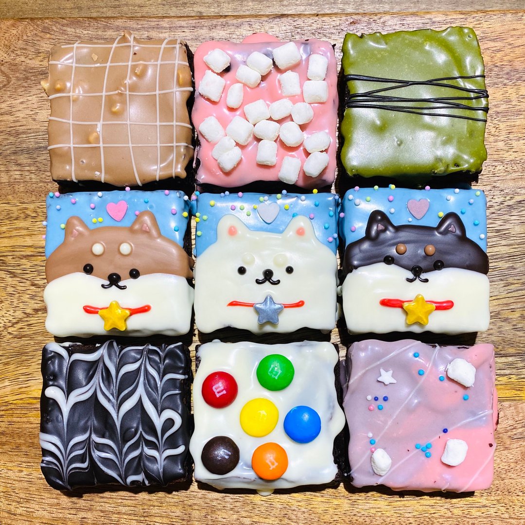 春季限定 蜜香红茶三色柴犬布朗尼礼盒 6入/9入/15入 - 蛋糕/甜点 - 新鲜食材 粉红色