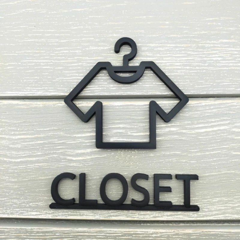 房间标示牌 衣柜标志,衣柜标牌 - 墙贴/壁贴 - 塑料 黑色