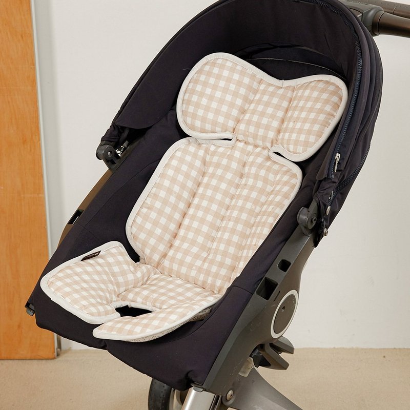 韩国 Bebenuvo 通用型透气坐垫 - 焦糖格子 - 婴儿车/手推车 - 其他人造纤维 