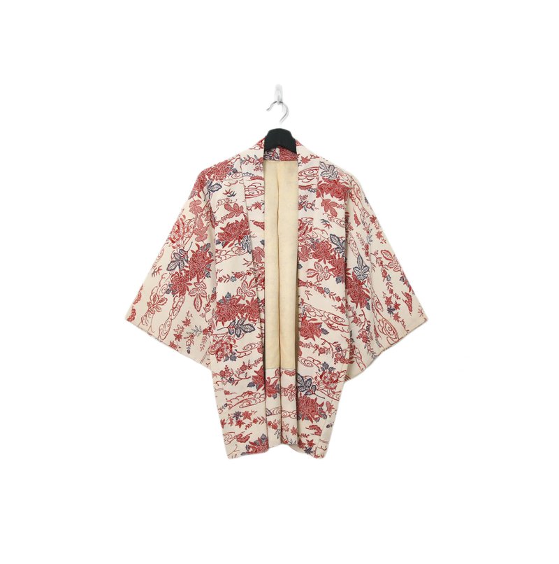 Back to Green-日本带回羽织 古典花卉  kb-78/vintage kimono - 女装休闲/机能外套 - 丝．绢 