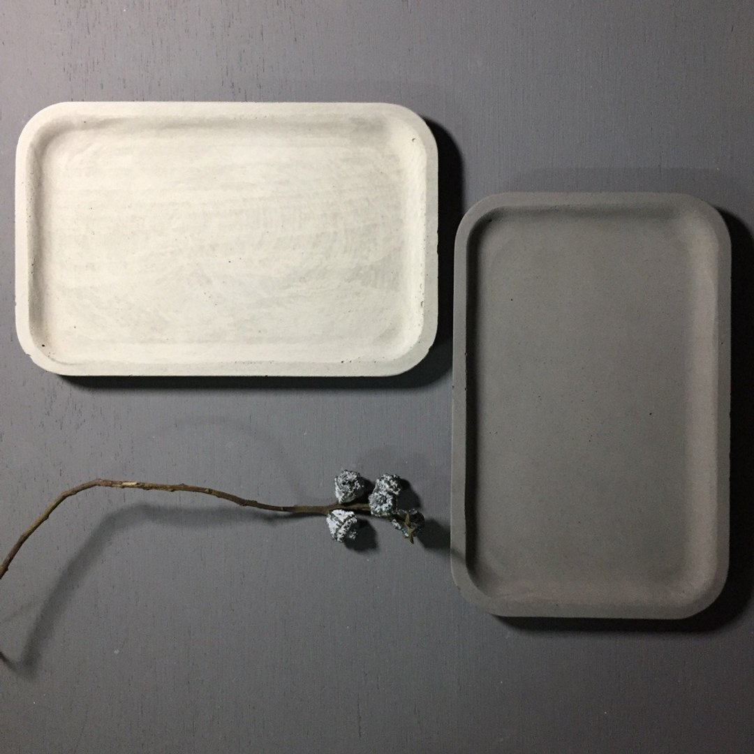清水模作品 - 水泥长方形置物碟 - 呈现水泥最原始颜色及质感 - 收纳用品 - 水泥 灰色