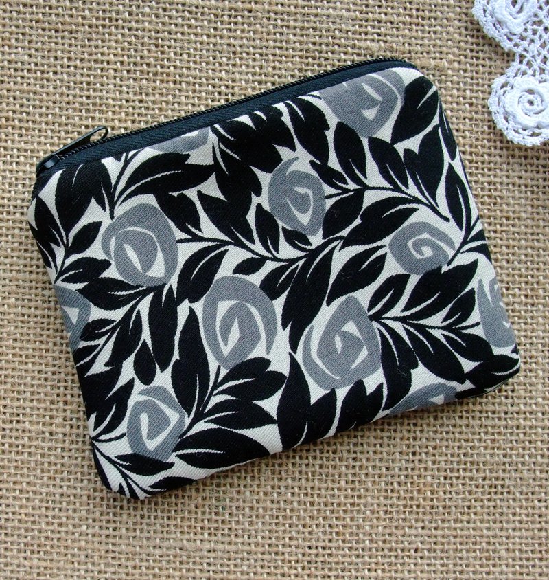 拉链零钱包  卡片包  钥匙包  耳机包  小物包  (ZS-270) - 零钱包 - 棉．麻 黑色