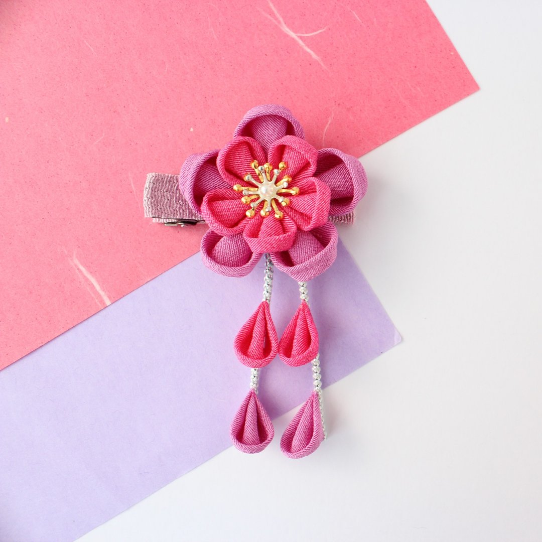 Hair clip flower Aurora - 发饰 - 丝．绢 粉红色