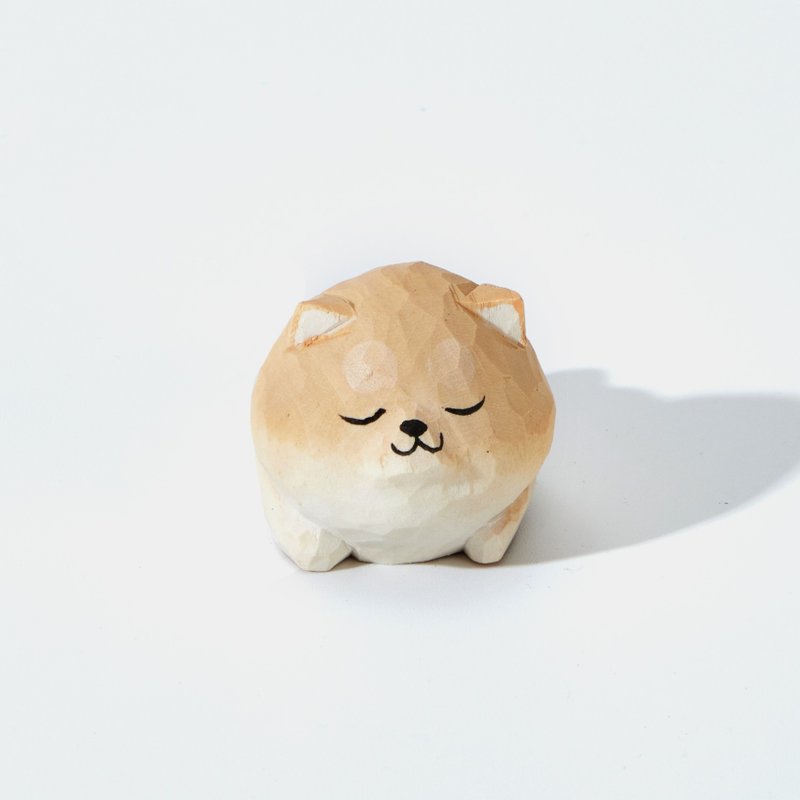 Sabi 安然入梦的柴犬小狗木雕 - 摆饰 - 木头 卡其色