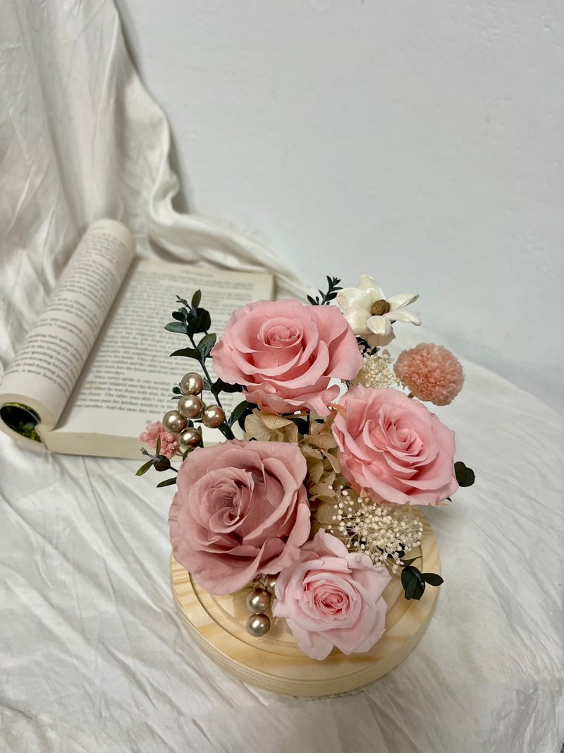 仙女粉永生花泡泡球(大)_贰伍花坊 - 干燥花/捧花 - 玻璃 