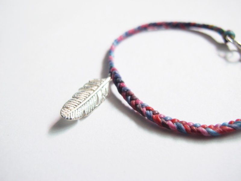 mint neiff-油画色调蜡线编织/羽毛/ - 手链/手环 - 蜡 红色