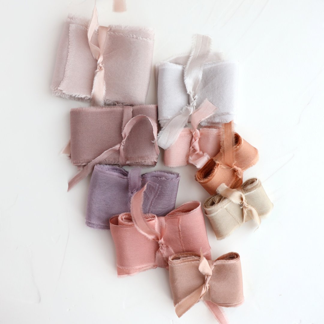 Hand Dyed Silk Ribbons | Set of 9 | Assorted Colors | Styling Bundle - 包装材料 - 丝．绢 多色