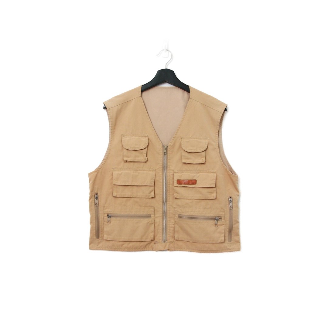 Back to Green-经典钓鱼背心 拉链卡其 多口袋 v-20/vintage vest - 男装背心 - 棉 