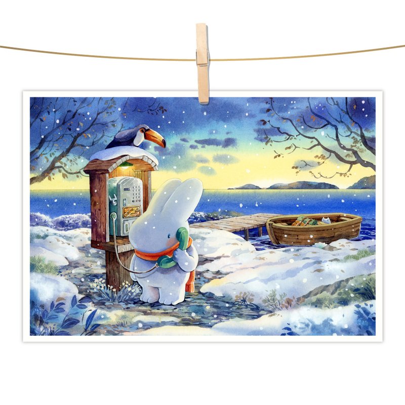 afu水彩插画明信片 - 冬日话语 - 卡片/明信片 - 纸 