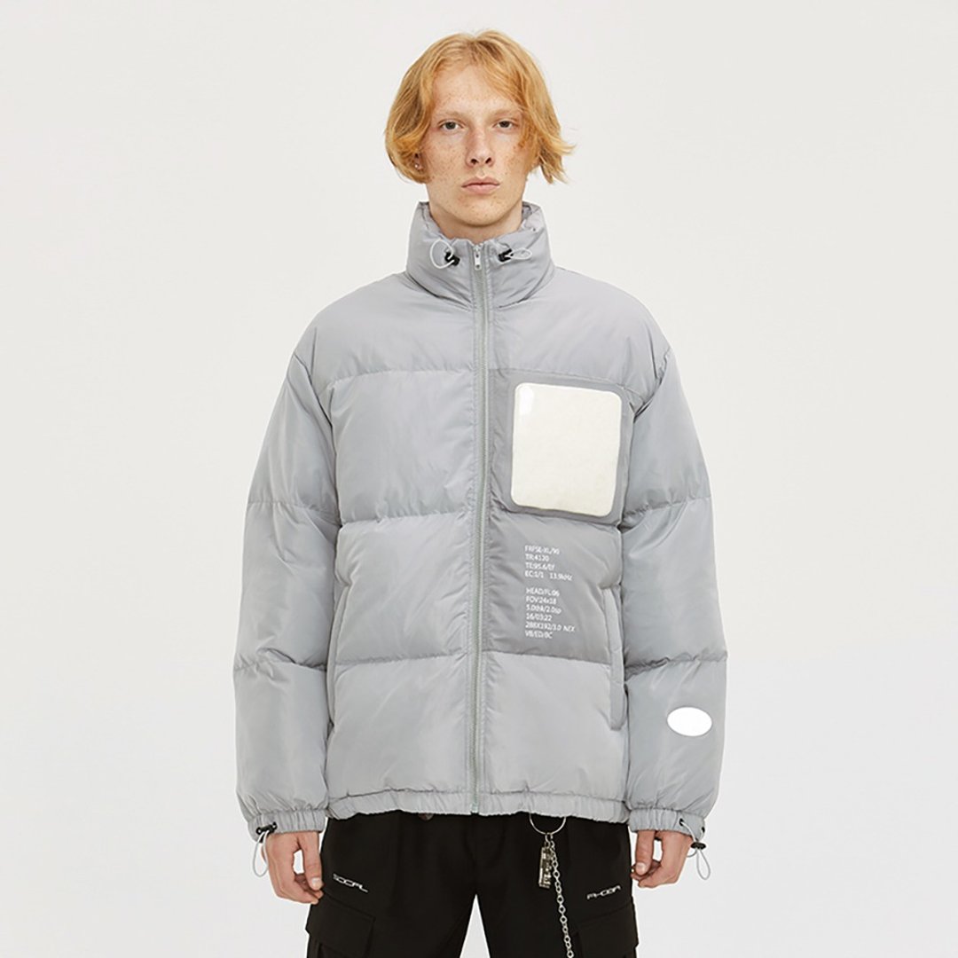 SIDEEFFECT  DOWN COAT 宽松拼接灰色羽绒服潮牌加厚国潮羽绒 - 男装外套 - 聚酯纤维 