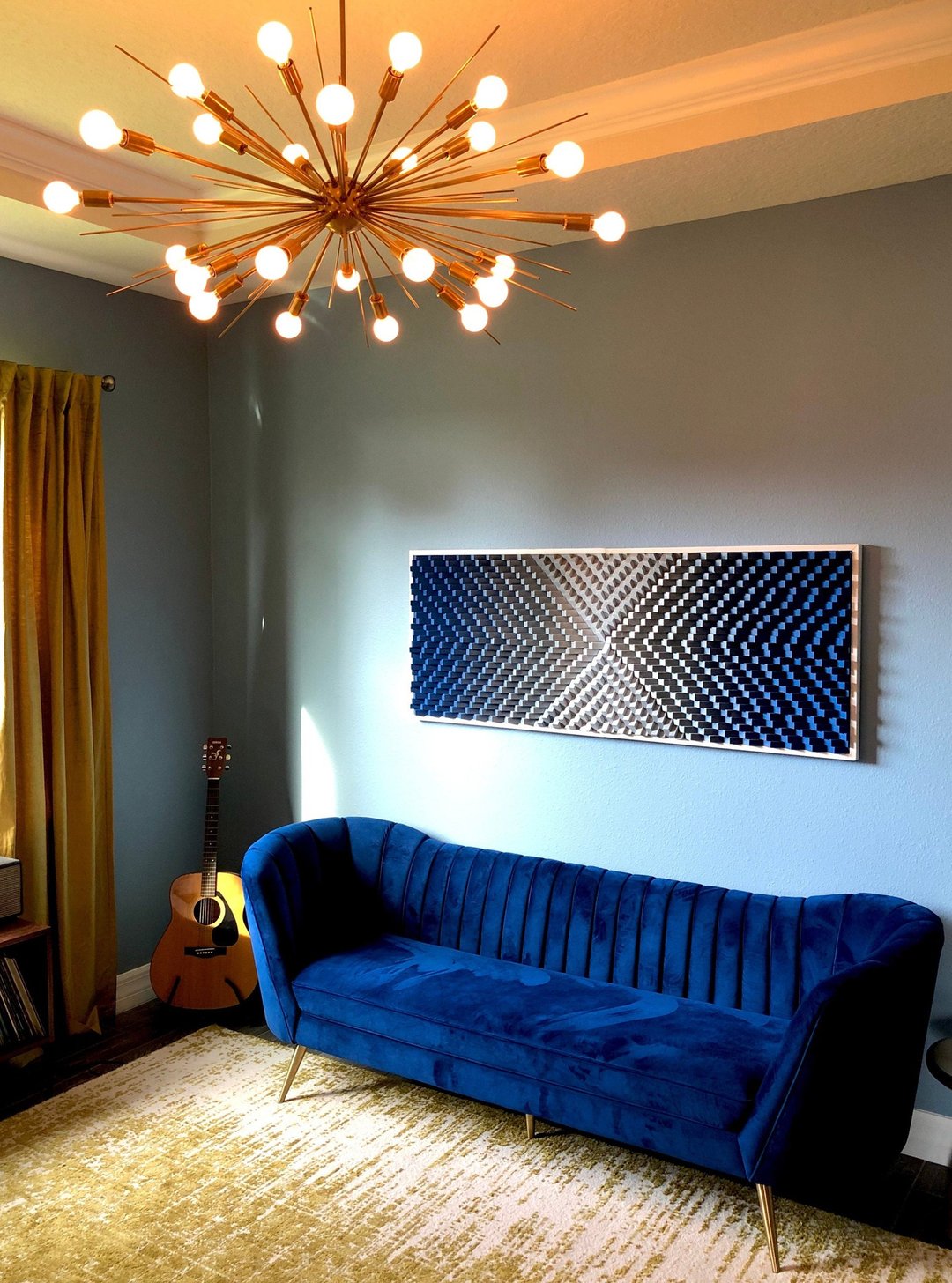 Wood Wall Art - Geometric Blue Wall Decor - 3D Acoustic Panel Sound Diffuser - 墙贴/壁贴 - 木头 蓝色