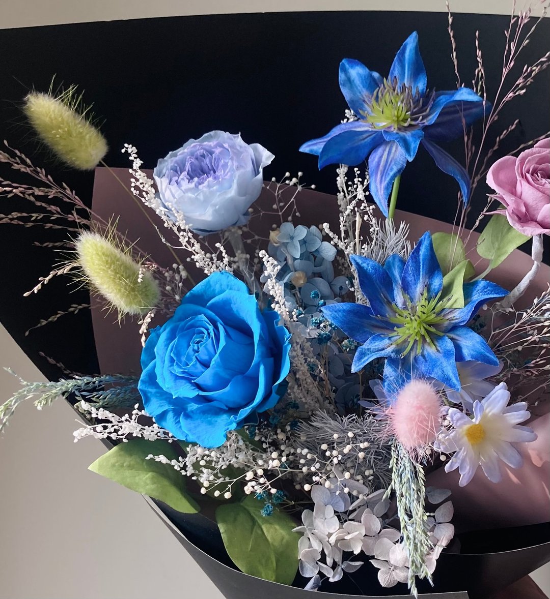 日系铁线莲花束。情人节永生花 / 生日纪念日升迁教师节 表演献花 - 干燥花/捧花 - 植物．花 蓝色