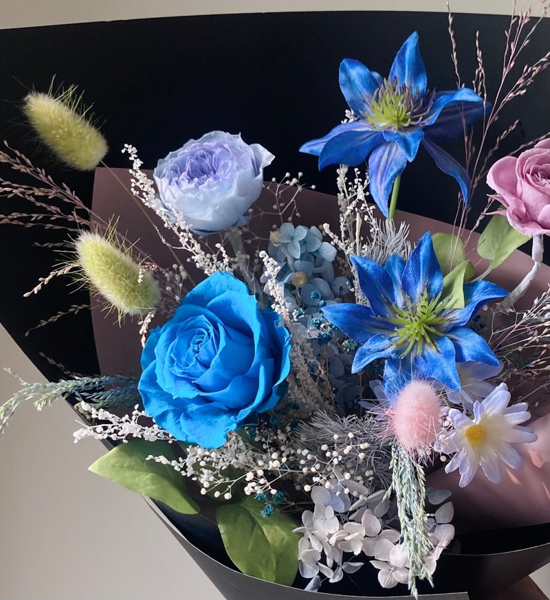 日系铁线莲花束。情人节永生花 / 生日纪念日升迁教师节 表演献花 - 干燥花/捧花 - 植物．花 蓝色