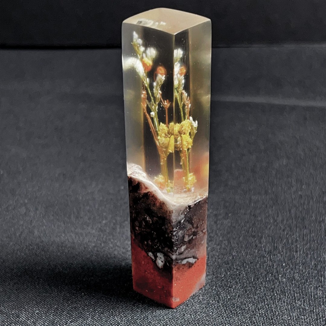 定制化手工印章-|永生花树脂印章 1.6 x 1.6 CM|篆刻印章 - 印章/印台 - 石头 