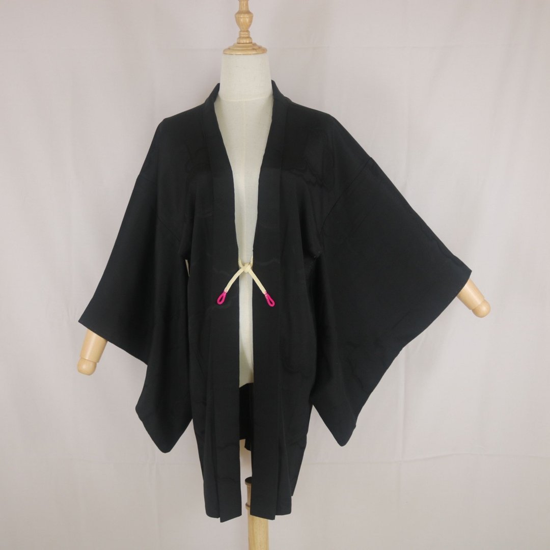 轻盈复古黑羽织 | 附花纹家纹 | 日本和服外套短版罩袍 - 女装休闲/机能外套 - 其他材质 黑色