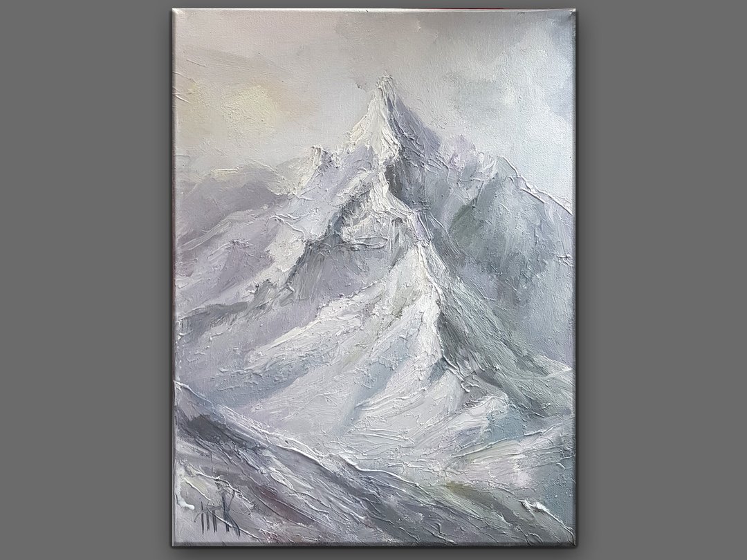 山油画原创艺术山风景油画艺术挂画印象派风景 - 海报/装饰画/版画 - 其他材质 灰色
