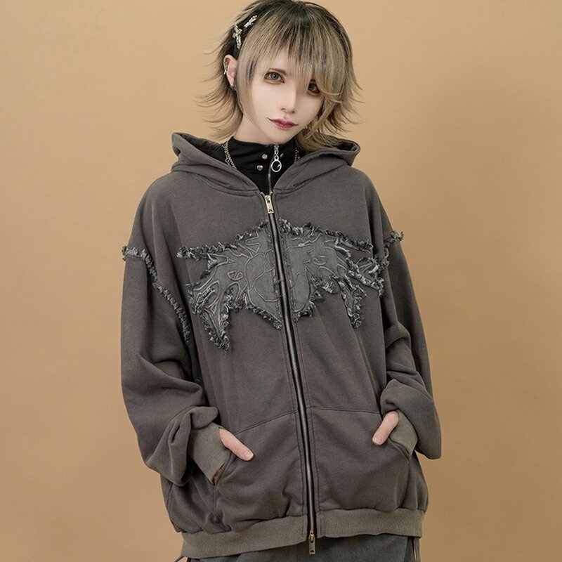 绘师Gedraji联名太空僵尸大地色仿旧须边连帽外套ACDC台湾JA0766 - 男装外套 - 聚酯纤维 