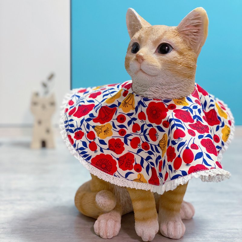 玫瑰花款 小小碎花猫圆形口水肩 四合扣款 - 衣/帽 - 棉．麻 粉红色