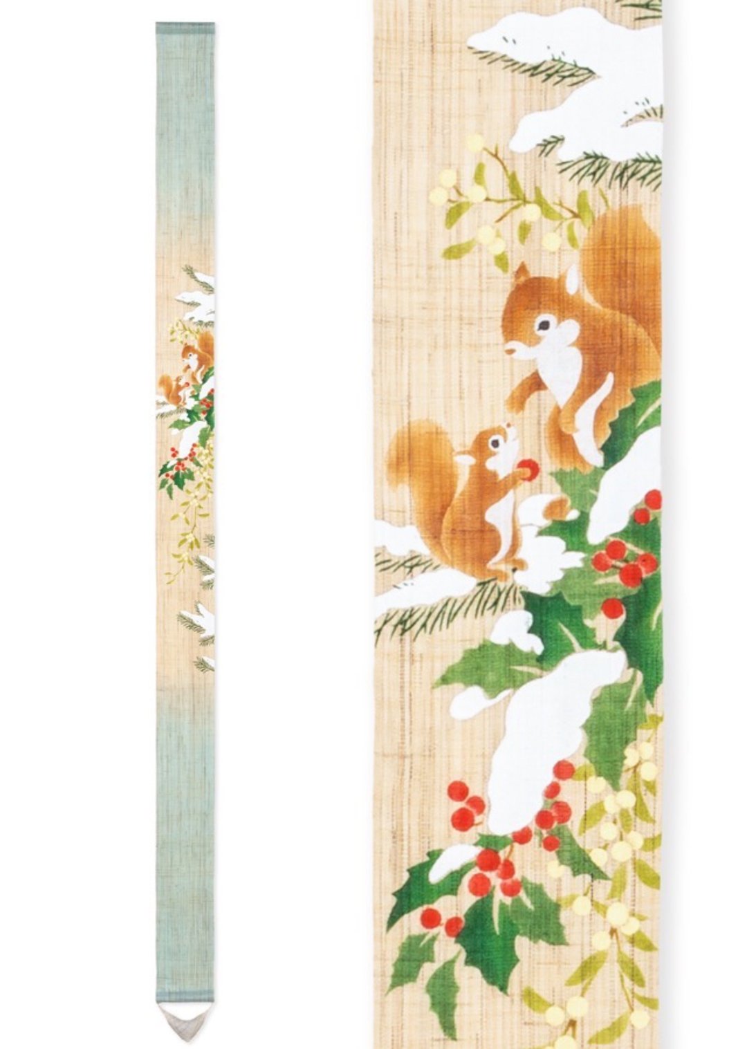 京都手绘细亚麻吊饰-松鼠与柊 - 摆饰 - 棉．麻 