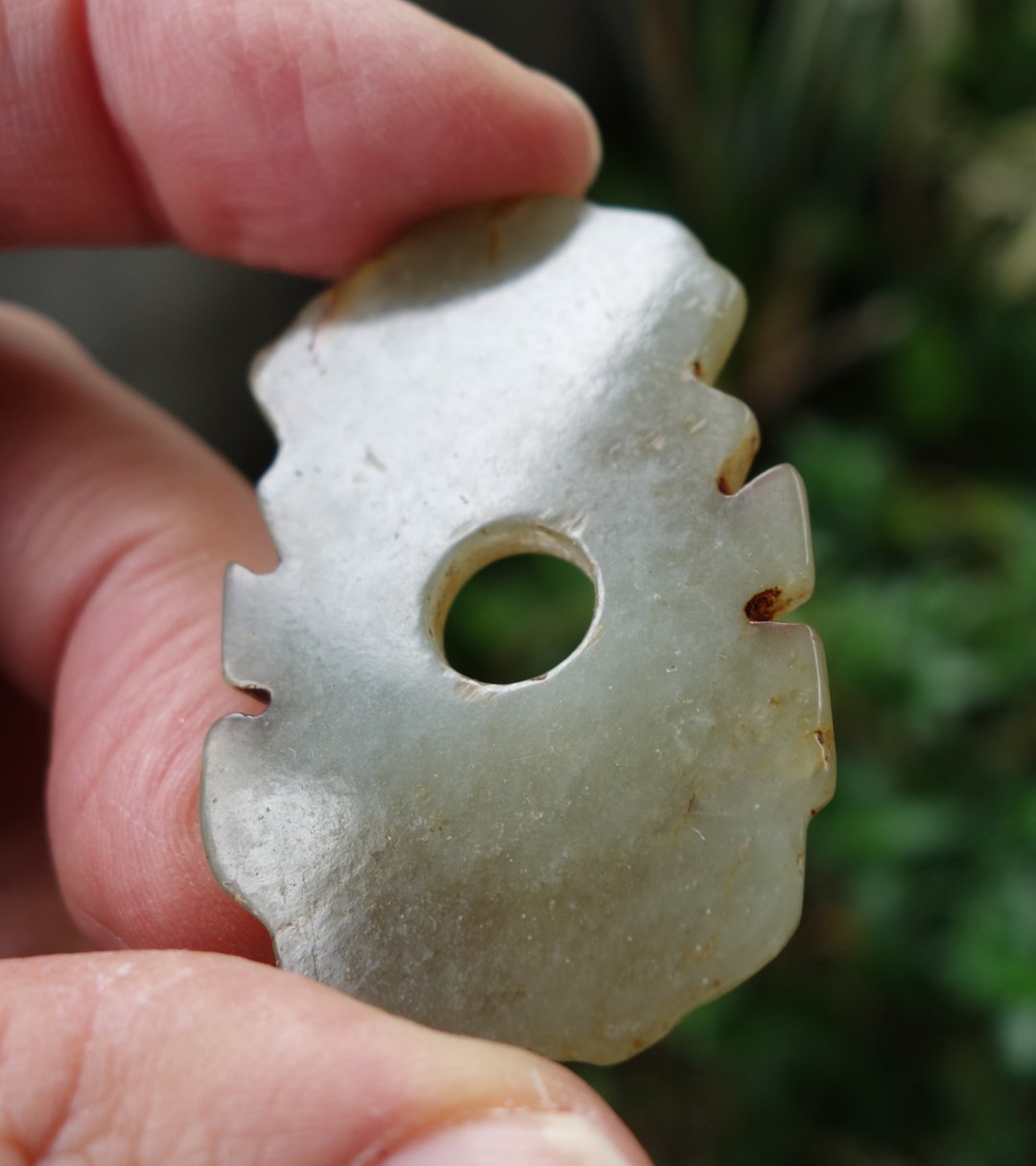 古玉 玉壁14.8克 Jade 文化期 高古玉 老玉 新石器时代 玉币 钱币 - 吊饰 - 玉石 绿色