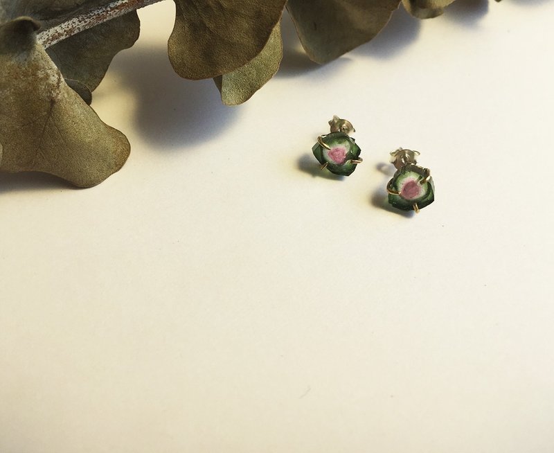 《YANGYANG》西瓜碧玺耳环 - 耳环/耳夹 - 宝石 