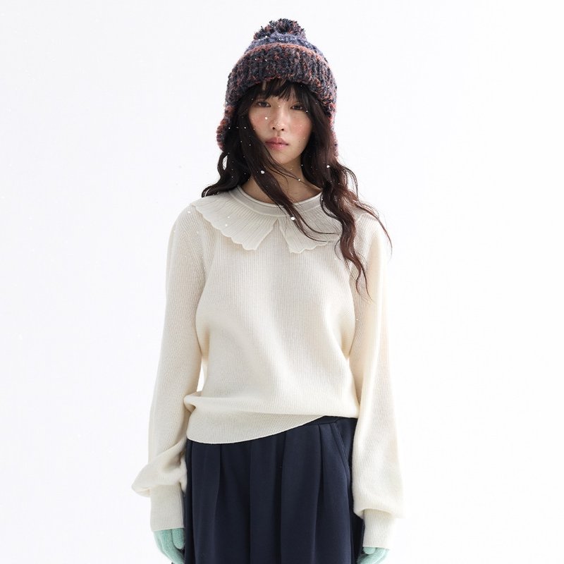 娃娃领泡泡袖毛衣|针织衫|三色|冬款|Sora-2005 - 女装针织衫/毛衣 - 羊毛 多色